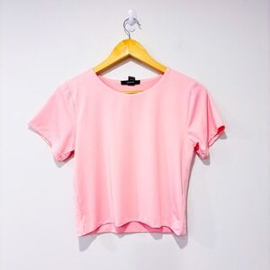FOREVER 21 Pink cropped stretch t-shirt | Barbiecore pastel | X-Large